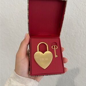 Dior Gold Heart Padlock with Key